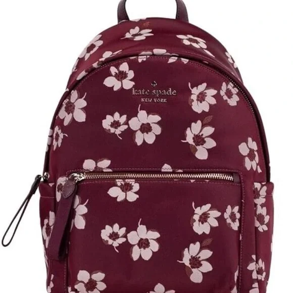 kate spade | Bags | Kate Spade Red And White Backpack Floral  display picture 2
